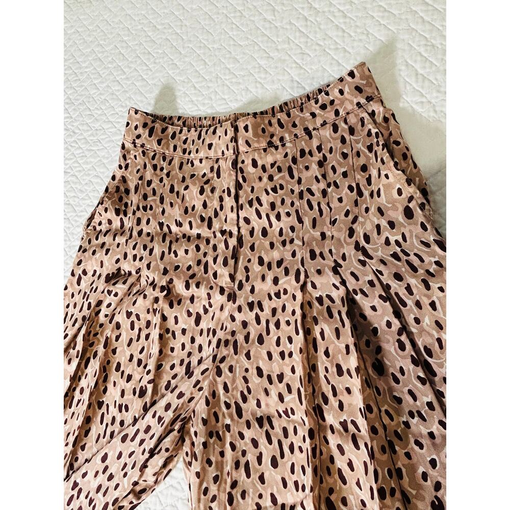 Anthropologie Wide Leg Pleated Brown & Pink Leopard Pants- Small - Picture 6 of 10